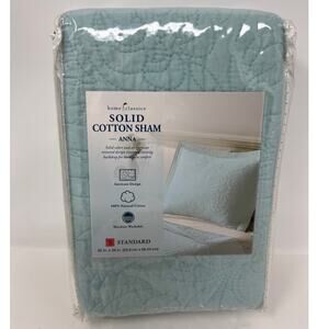 Anna Solid Cotton Standard Size Bed Pillow Sham Aqua
